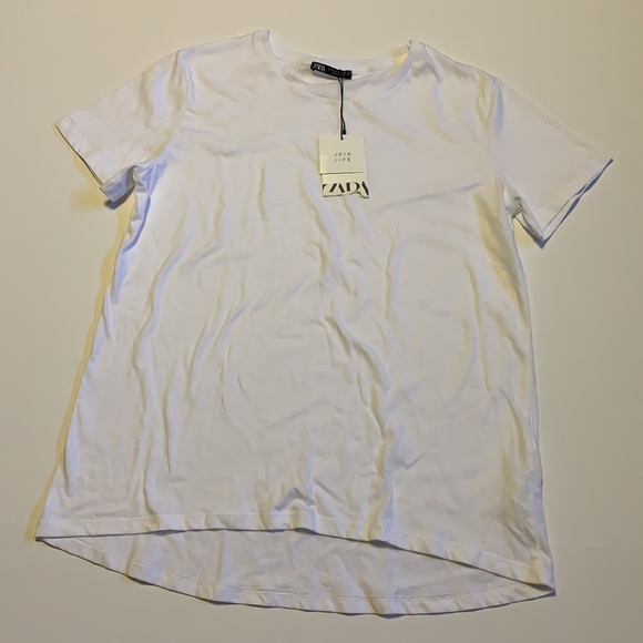 🆕 Zara Plain White T-Shirt - Women’s Size Small - Picture 2 of 7